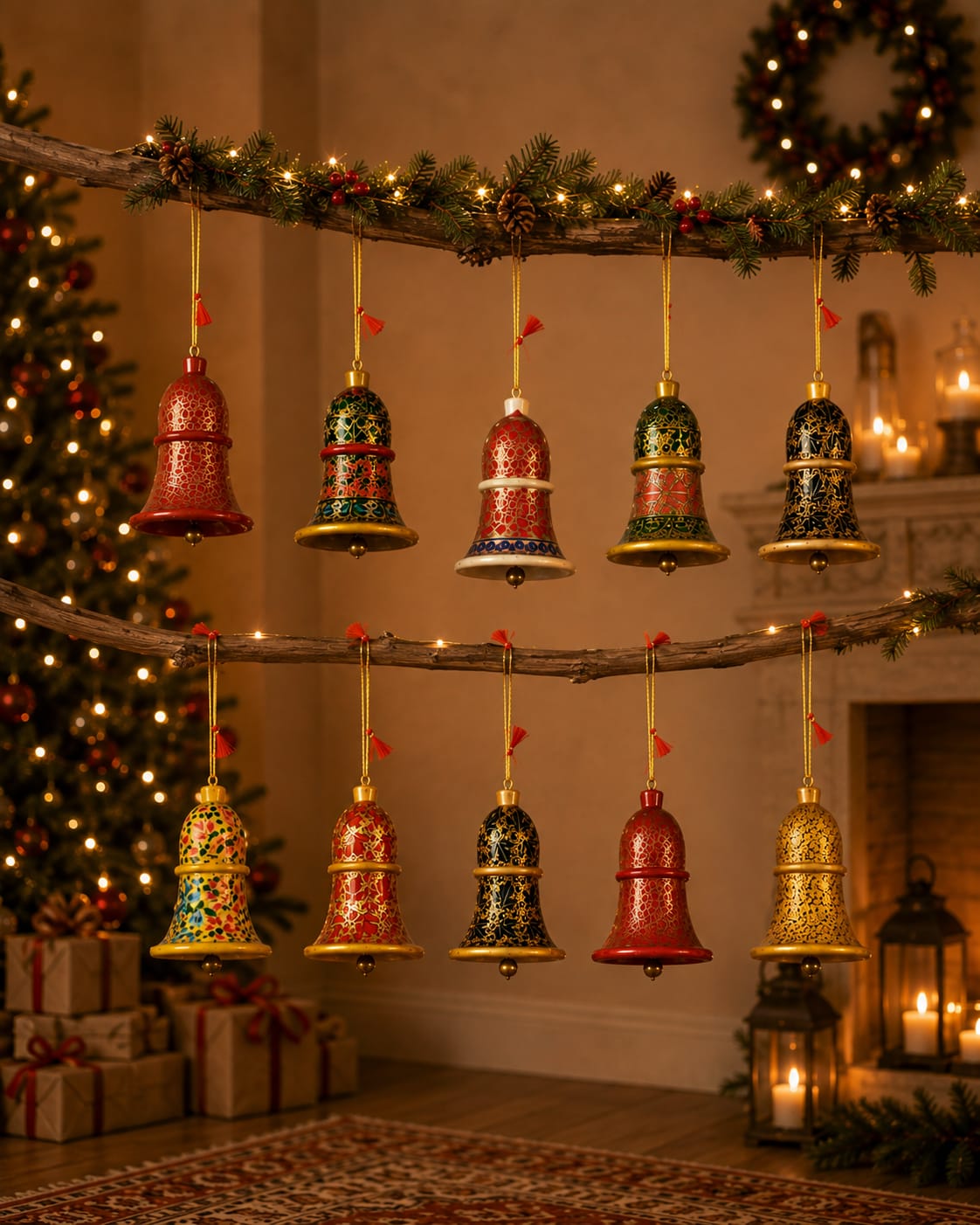 Kashmiri Paper Mâché Decor Bells | Set of 10 | Assorted Combo