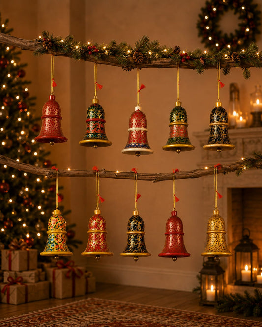 Kashmiri Paper Mâché Decor Bells | Set of 10 | Assorted Combo