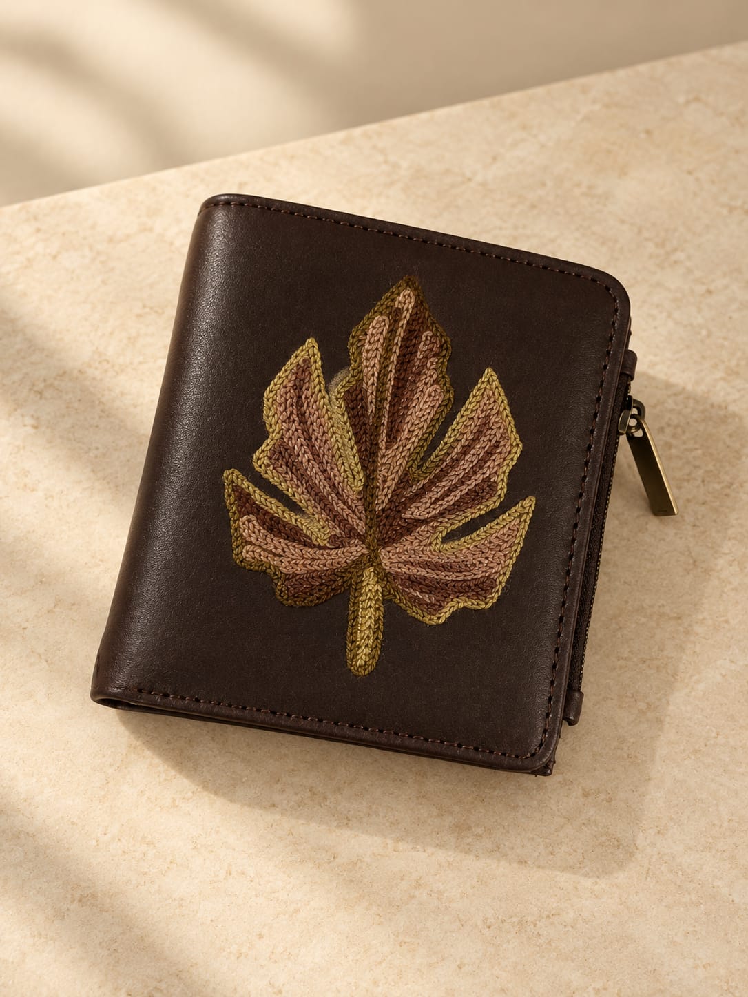 Premium Unisex Wallet | kashmiri Embroidered | Chocolate Brown