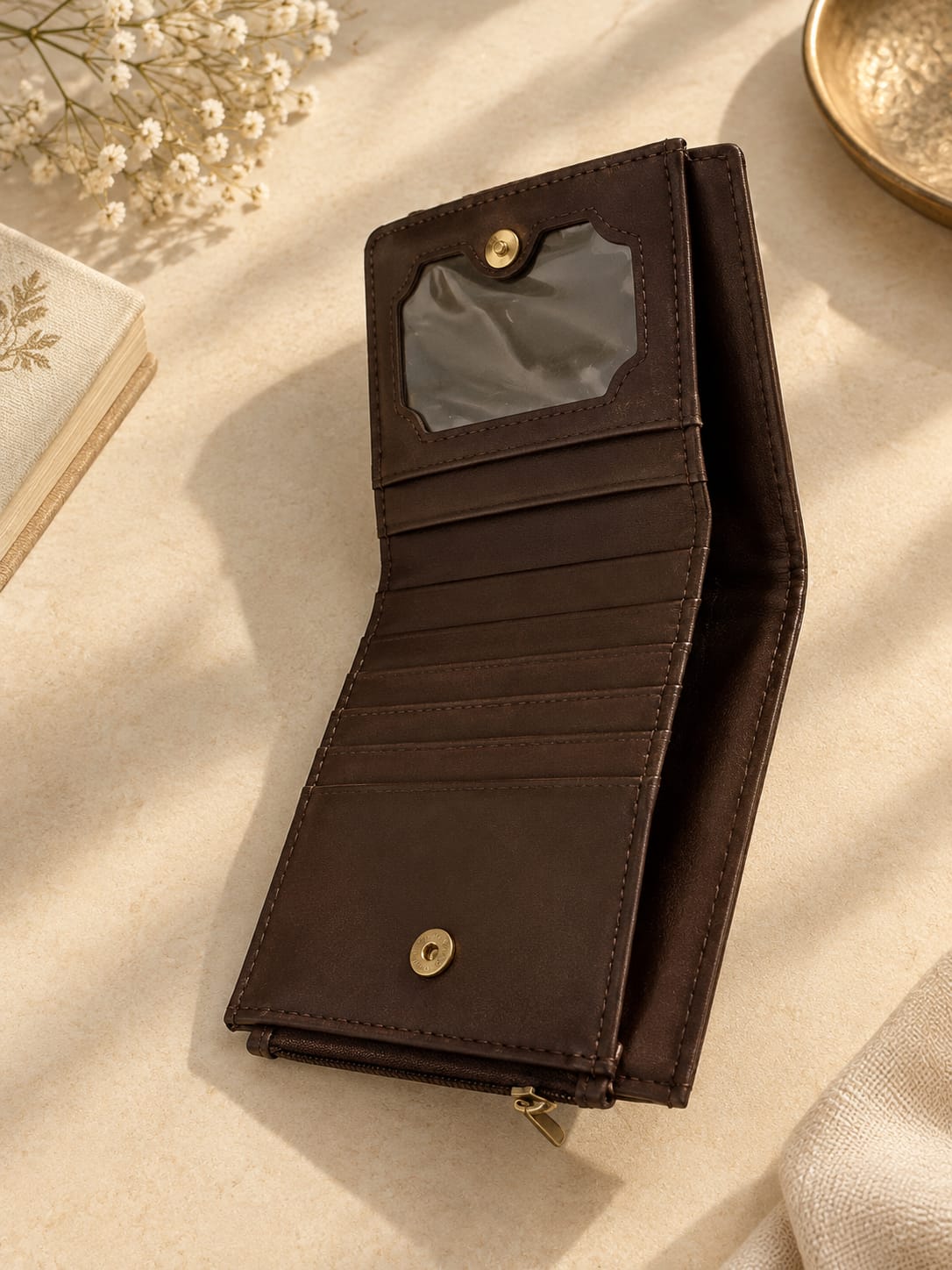 Premium Unisex Wallet | kashmiri Embroidered | Mocha Brown