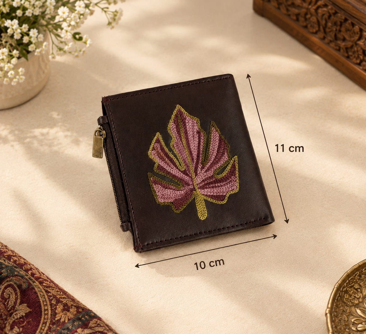 Premium Unisex Wallet | kashmiri Embroidered | Burgundy