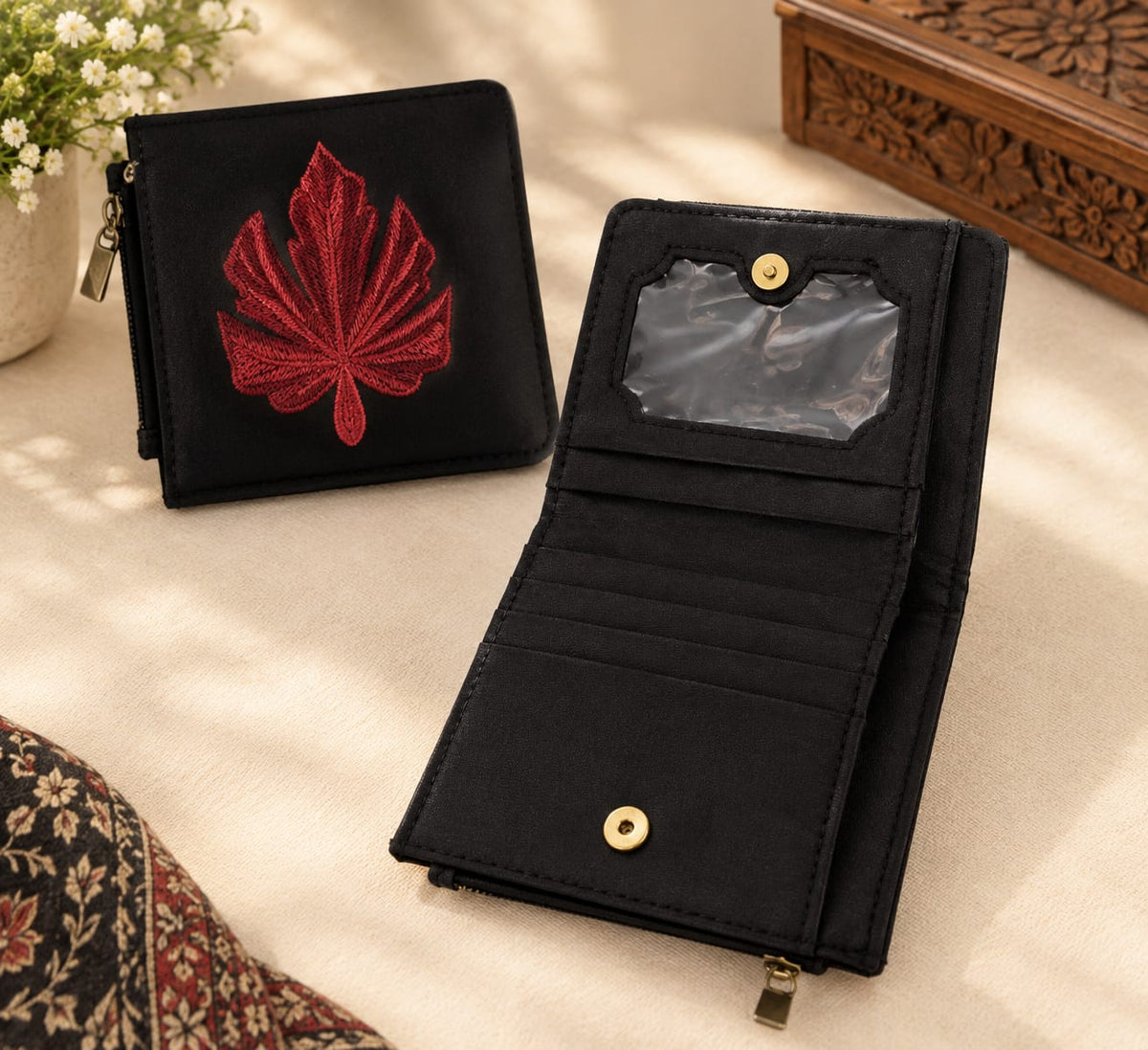 Premium Unisex Wallet | kashmiri Embroidered | Black