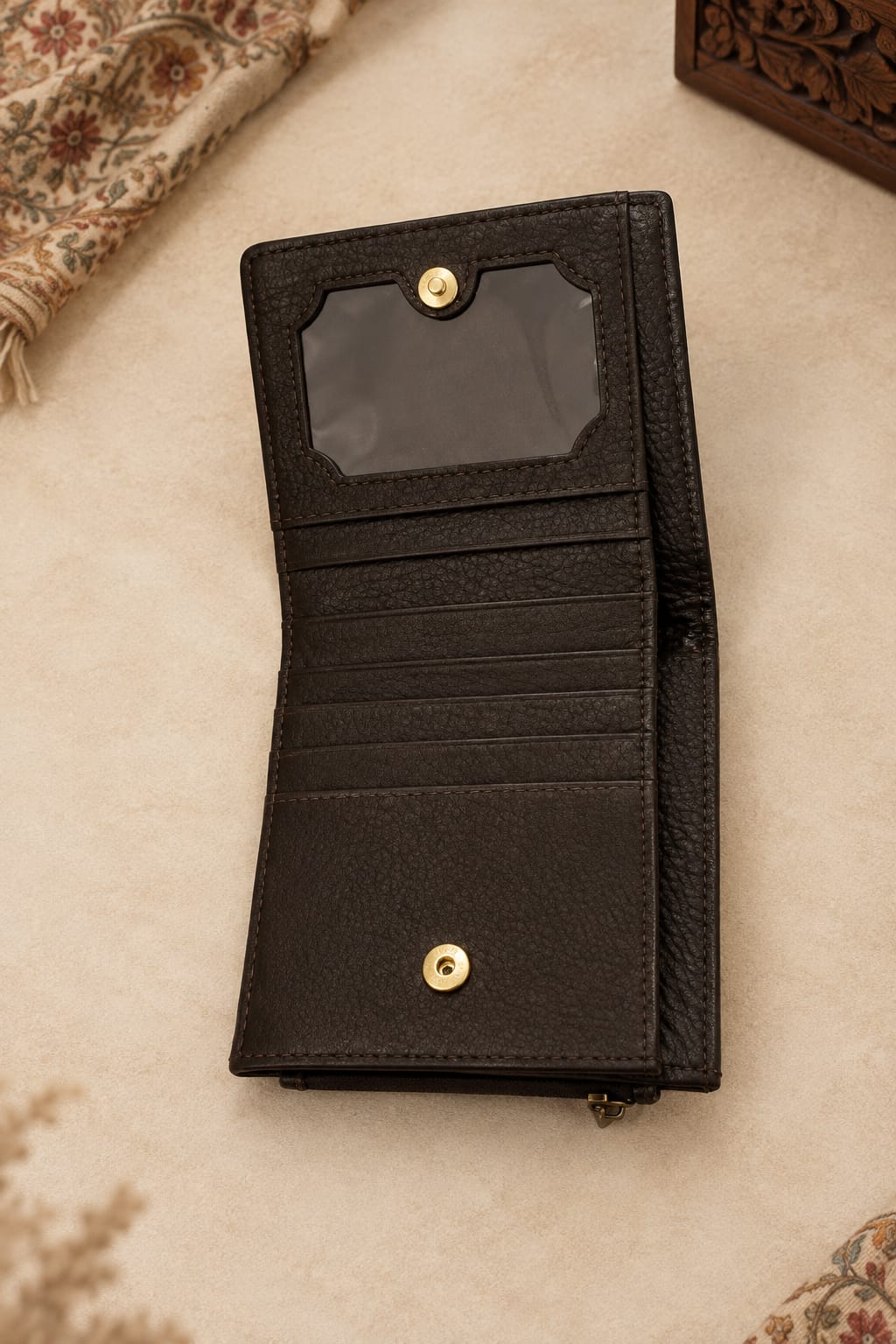 Premium Unisex Wallet | kashmiri Embroidered | Deep Expresso