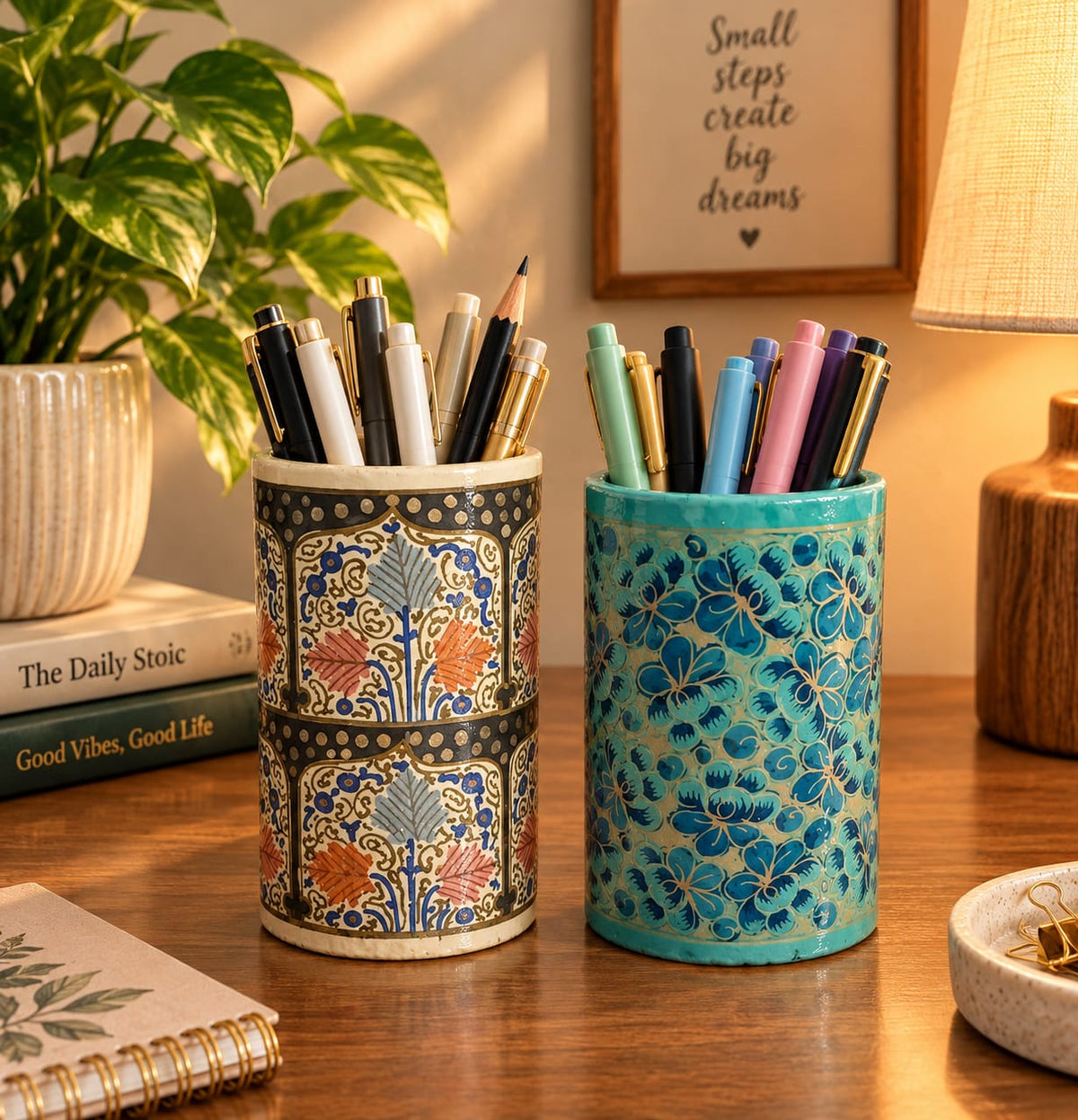 Paper Mache Pen Holders | Set of 2 | Handmade